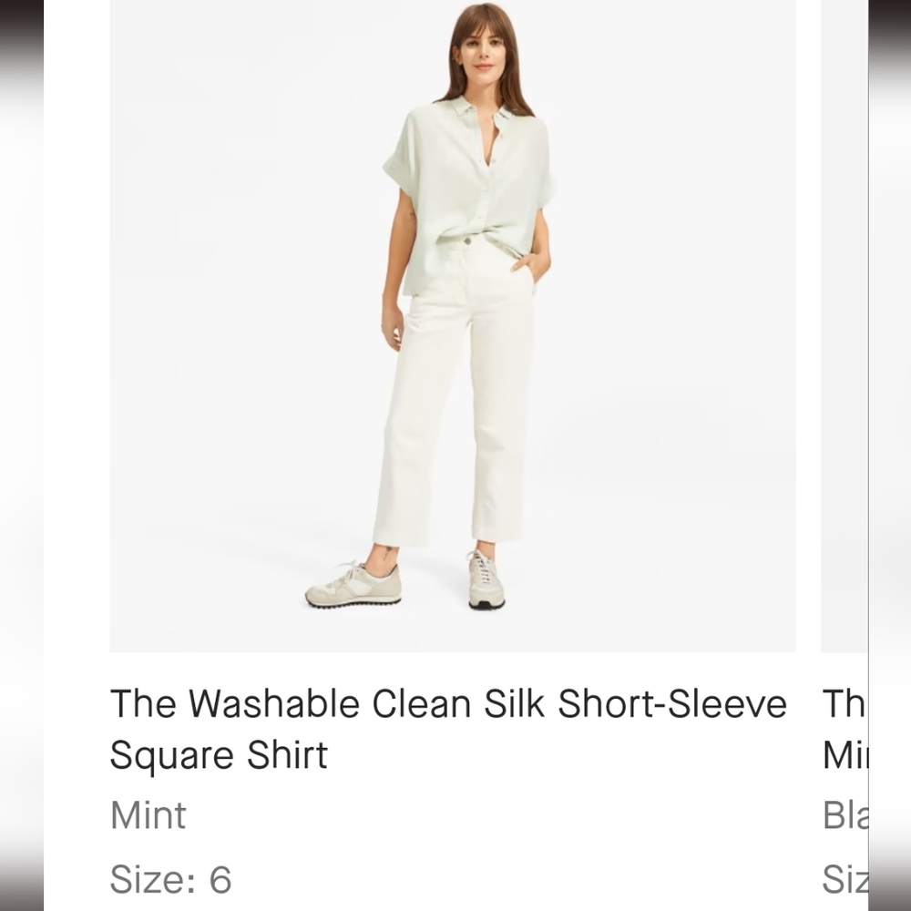 Washable clean silk short sleeve square shirt, mint